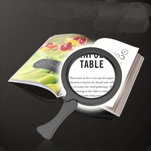 Çok fonksiyonlu El Tipi Üç Katlı Çift Aynalı LED Akrilik Lens 17 Beyaz LED'li Büyüteç Ölçekli Kitap Okuma İçin - Product Image 2