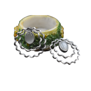 Bijoux de boucle d'oreille en pierre à ressembler en argent Meilleurs bijoux de mode de boucle d'oreille en laiton de forme ronde pour femmes et filles - Product Image 2