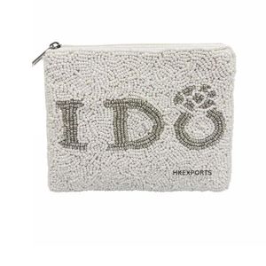Porte-monnaie perlé en forme de cœur avec inscription MRS, fermeture à glissière, accessoire élégant pour fête de mariage pour femmes - Product Image 2