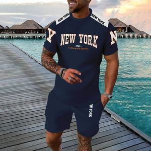 Traje deportivo de verano informal para hombre, 100% de algodón, estampado Digital sólido, secado rápido, transpirable, para exteriores, conjunto de cinco pantalones para adultos - Product Image 5