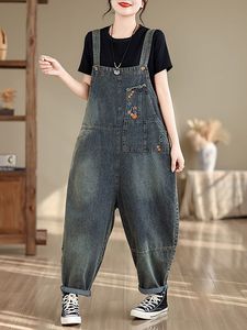 Combinaison en jean vintage tendance pour femme, décontractée et élégante, confortable pour l'automne et l'hiver, avec décoration boutonnée - Product Image 5