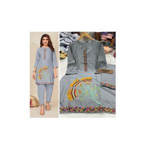 Maruti moda rayón Co-Ord conjunto mujeres en relieve resaltar bordado trabajo fiesta indio pakistaní trajes verano Kurta/Kurti - Product Image 1