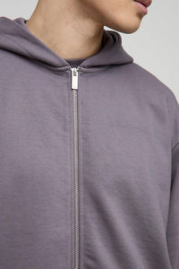 Charcoal Grey Heavyweight Fleece Hoodies Hombres 400 GSM Oversized Fit Pullover Streetwear Sudadera con Logo Bordado OEM - Product Image 3