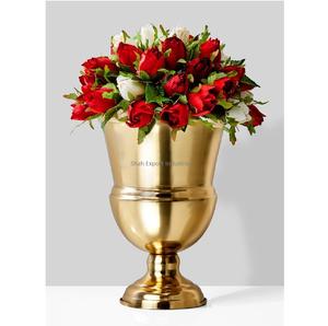 Meilleure vente de vases à fleurs martelés en métal de couleur dorée rustique fini or pour la maison salon porte-fleurs décoratif - Product Image 4