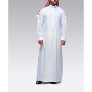 Musulmán modesto manga larga Thobe tela de poliéster suave Jubba bata antiarrugas y transpirable para ropa islámica moda árabe - Product Image 2