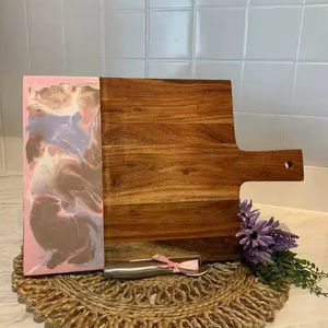Tabla de Cortar de Madera y Resina con Mango, Diseño Más Reciente, Tabla para Servir Queso, Hecha a Mano, Duradera, Apta para Lavavajillas - Product Image 1