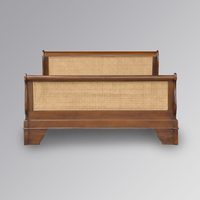 Lit traîneau Versailles en bois de mahogany massif avec tête de lit design moderne du milieu du siècle, taille personnalisable disponible, rangement intégré, pour chambre Queen/King