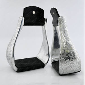 Estribos de aluminio personalizados que ayudan a reducir la tensión, estribos para montar a caballo, cama de pie ligera, equipo ecuestre de diseño abierto - Product Image 3