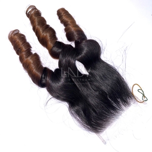 Extensiones de Cabello Humano Vietnamita Ombre de la Más Alta Calidad, Precio Especial, Cabello Virgen Ondulado, Set de Paquetes con Cierre 2026 - Product Image 4