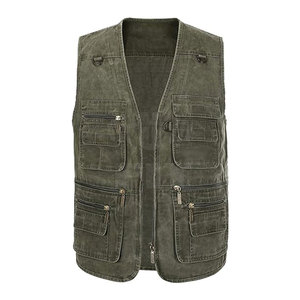 Gilet de travail en toile pour homme, imperméable, résistant, multi-poches, pour l'extérieur, avec de grandes poches, service OEM - Product Image 2