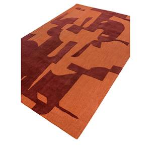 Tapis Rectangulaire en Laine et Viscose Tufté à la Main, Bruit Blanc, Abstrait Bohème pour la Maison et le Couloir, Rouge Orange - Tapis Jaipur Modèle US - Product Image 2