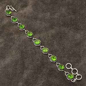 Peridot Gemstone Silver <b>Bracelet</b> 925 Sterling Silver Handmade Jewelry <b>Bracelet</b> Gift for Her Gift for Mom Everyday Jewelry - Product Image 1