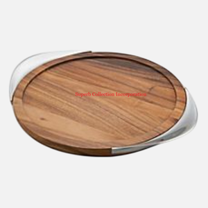 แผ่นเสียงไม้ใส่ชีสพร้อมที่จับโลหะถาดแบ่งโต๊ะถาดเสิร์ฟชาและกาแฟ - Product Image 6