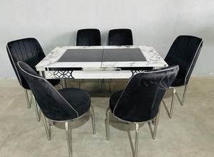 Ensemble de meubles de salle à manger 1 table et 6 chaises modernes et élégants, ajout élégant à la cuisine ou à la villa - Product Image 3