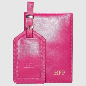 Ensemble de couverture de passeport et d'étiquettes de bagage fait à la main portefeuille de voyage personnalisé porte-documents élégant LPT-0056C en cuir de voyage Unique - Product Image 1