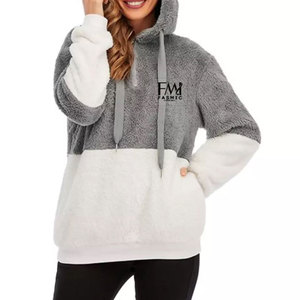 Sudadera con capucha de piel gruesa para mujer para actividades al aire libre de invierno diseño personalizable Jersey tela frontal Logo-Sherpa Sudadera con capucha estilo Hip Hop - Product Image 3