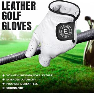 Guantes de golf unisex de cuero genuino suave de alta calidad logotipo personalizado transpirable al aire libre Cabretta lavable deportes mano para niños - Product Image 3