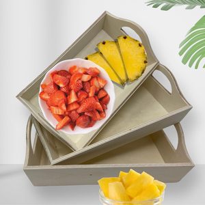 Ensemble de 3 petits plateaux en bois non finis avec poignées, design traditionnel pour mariage et décoration intérieure, ensemble imbriqué - Product Image 1