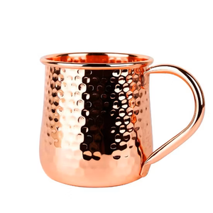 Cylindrical <b>Copper</b> <b>Mug</b> with Wrapped Handle Contemporary Metal Drinkware for Daily Use and Serving - Product Image 3