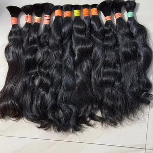 100% humain Remy simple dessiné Extensions de cheveux de haute qualité en vrac ondulé noir couleur naturel vierge indien cheveux faisceaux doux confortable - Product Image 1