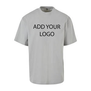 Camisetas unisex con logotipo personalizado del fabricante, ropa informal de algodón con cuello pesado de 200g, camisetas para hombres con etiqueta privada baja de Hip Hop - Product Image 1