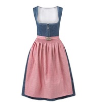 2025 Traditionelles Oktoberfest Damen Schönes Trachtenmode Dirndl Kleid Deutsch Bayern Besticktes Vichy-Karo Mini-Set für Erwachsene