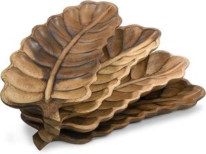 Platos de hoja de madera natural hechos a mano con madera maciza para fines de comedor y servicio ecológicos - Product Image 3