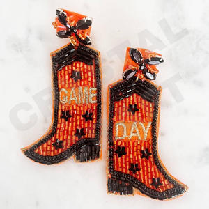 Vintage Pickleball pendientes de cuentas Unisex patriótico Memorial Day boda naranja blanco azul cuentas de cristal - Product Image 5