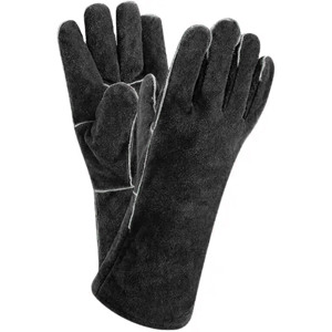 Guantes de seguridad resistentes de cuero dividido de cuero de vaca, guantes protectores industriales antichispas de calor, mano antideslizante anticorte para soldador - Product Image 5