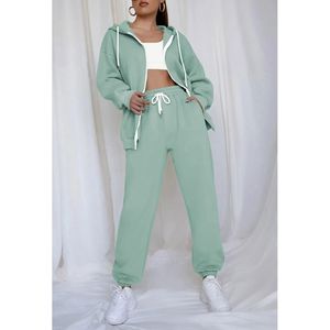 Vêtements de détente pour femmes avec logo personnalisé, ensembles de survêtement en tricot gaufré, ensembles de survêtement à capuche en 2 pièces, ensembles de détente pour femmes - Product Image 5