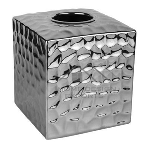 Servilletero de Metal de lujo Acabado dorado brillante Diseño martillado Accesorios de baño Dispensador de pañuelos Precio al por mayor - Product Image 6