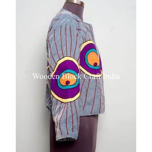 Nouvelle veste courte matelassée pour femmes en velours fait main tendance, broderie Suzani, taille unique, coton tissé écologique, cadeau pour femmes - Product Image 4