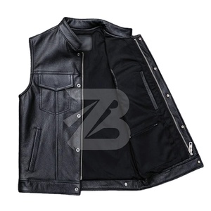 Gilets en simili cuir décontractés à fermeture éclair pour moto, automne-hiver, gilets réversibles imperméables pour hommes - Product Image 3