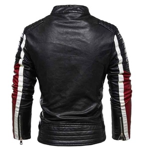 Haute qualité personnalisé hommes col montant veste en cuir pour hommes peau de vache fourrure épaisse élégant moto manteau motard mode - Product Image 4