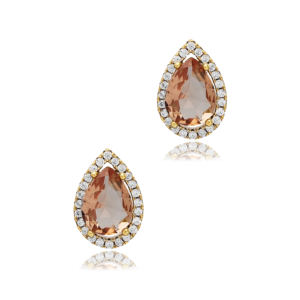 ต่างหูเงินแท้ 925 ประดับพลอยซิทรินทรงลูกแพร์ขนาด 8x12 มม. สำหรับผู้หญิง เหมาะสำหรับงานปาร์ตี้หรือเป็นของขวัญวันครบรอบ - Product Image 4