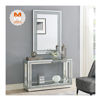 Table console en verre avec miroir pour couloir au design moderne