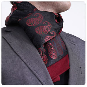 Écharpe Double Face Exve Exclusive Élégante Noire et Rouge en Jacquard Tissé avec Motif Châle, Accessoire Tricoté AE3480 - Product Image 1