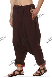 Pantalon de yoga écologique 100% coton pour hommes Taille libre Aladdin High Tribal Nepali Hippy Boho Style Loose Casual Canvas Lightweight - Product Image 4