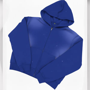 Sweat à capuche zippé surdimensionné en rouge délavé personnalisé de qualité supérieure, avec strass, pour homme et femme, streetwear d'hiver, mode - Product Image 6