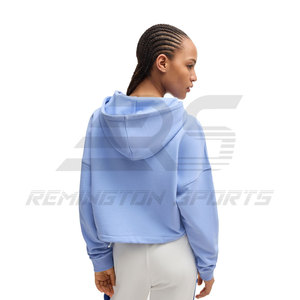 Alta calidad personalizada de talla grande de algodón/fibra de bambú mujeres Crop Top Hoodie mejor diseño al por mayor mujeres Crop Top Hoodies - Product Image 4