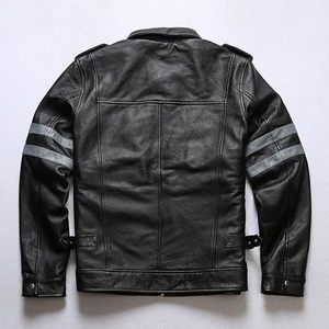 <b>Men</b> <b>Black</b> Top Grade Genuine Leather Outfit Motorcycle Rider Biker Casual Fit Leather Jacket Trendy Design High Quality - Product Image 6