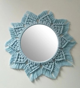 Miroir en macramé fait à la main support suspendu Boho coton tissé cintre mural décoratif pour salon chambre décor à la maison - Product Image 3