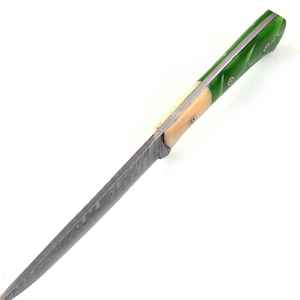 Couteau de chef en damas fait à la main personnalisé couteau à désosser avec manche en bois et étui en cuir - Product Image 5