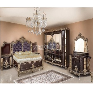 Mobilier français lourd sculpté pour chambre à coucher principale Mobilier de lit et de chambre à coucher italien oriental King Size Meubles de chambre à coucher en bois de teck - Product Image 1