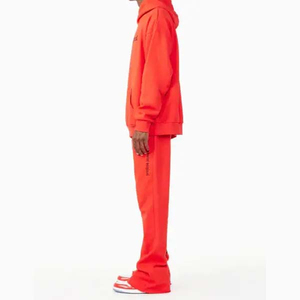 ชุดแทรคสูทผู้ชายสีแดงแบบสตรีทแวร์พร้อมโลโก้สั่งทำ ผ้าฝ้ายฟลีซ ชุดออกกำลังกาย ชุดลำลอง - Product Image 4