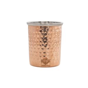 IndianArtVilla Gobelet en verre de conception martelée en cuivre en acier pur pour le stockage et Drinkware-300 ml - Product Image 1