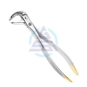 Alicates de Extracción Dental para Ortodoncia, Endodoncia y Dentaduras Postizas, Figura 73, Fórceps para Extraer Molares Inferiores, Mango Dorado - Product Image 1