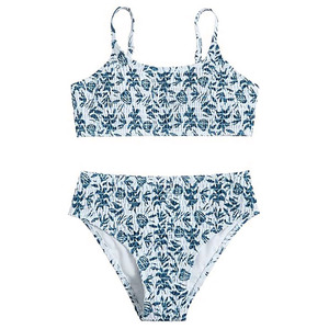 Conjunto de Bikini Floral de 2 Piezas para Mujer de Alta Calidad, Top Fruncido, Braguita de Cintura Alta, Estampado Digital, Traje de Baño Elástico - Product Image 4