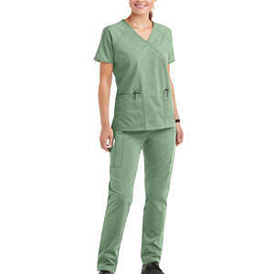 Superventas Unisex cuello en V Top y pantalones Jogger Fashion-Forward Medical Scrub Set para mujeres tela tejida uniformes de Hospital - Product Image 5