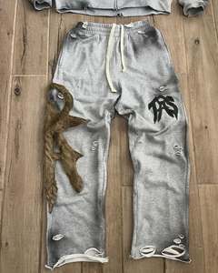 Survêtement streetwear unisexe sur mesure en polaire zippé à capuche coupe ample avec patch brodé, anti-boulochage et écologique, vente en gros - Product Image 4